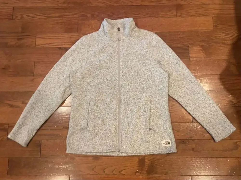 The North Face Full Zip Fleece Jacket Women’s L Gray Heather Cozy Gorpcore - Picture 3 of 9